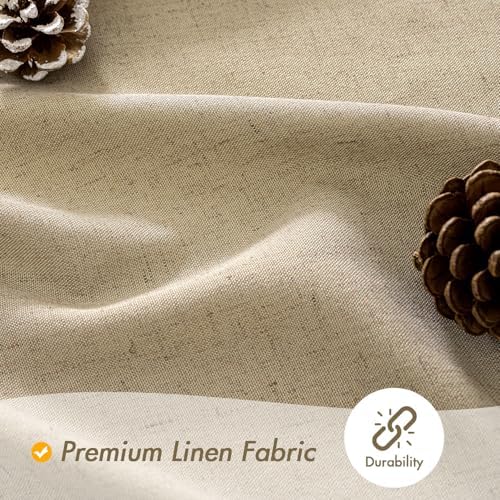 MIULEE W72*L84 Extra Long Linen Shower Curtain Khaki 12 Metal Hooks