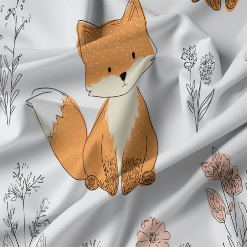 King Duvet Cover Set Soft Microfiber Animal Wildflowers White