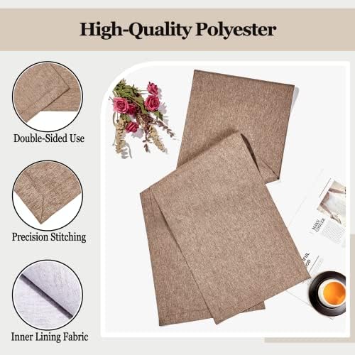 Mebakuk Linen Farmhouse Table Runner Large Burlap Style Soft and