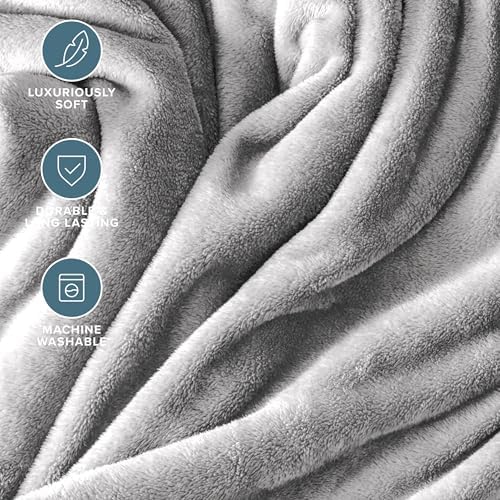 Bare Home Fleece Blanket Luxury Microplush (King, Light Grey)