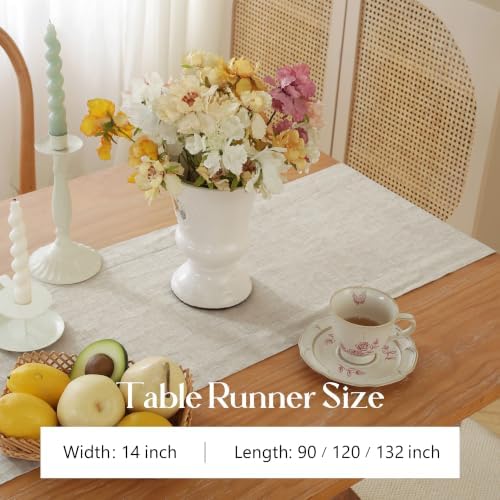 100% Pure French Linen Table Runner (Natural,14x132 Inch)