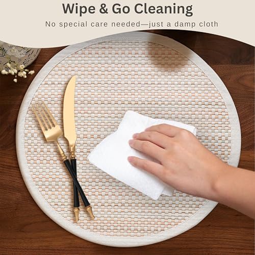 Hausattire Bamboo Placemats for Dining Table Set of 4 Washable