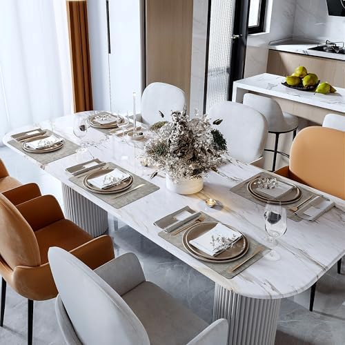 Faux Leather Vinyl Placemats Set of 6 Wipeable Heat Resistant Place