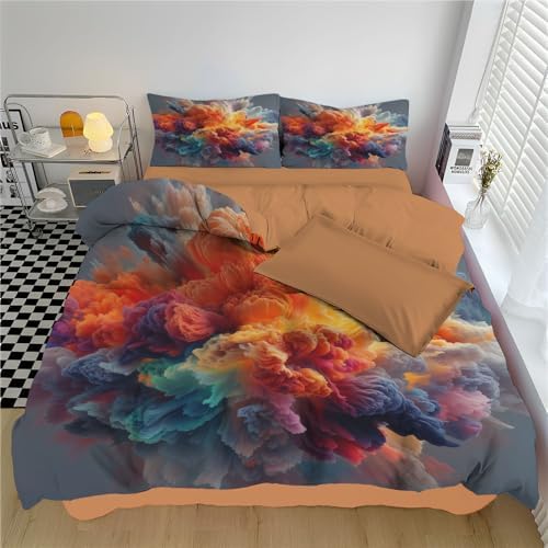 grey Duvet Cover Queen Size, 3 Piece 100% Microfiber Cotton 1 Duvet