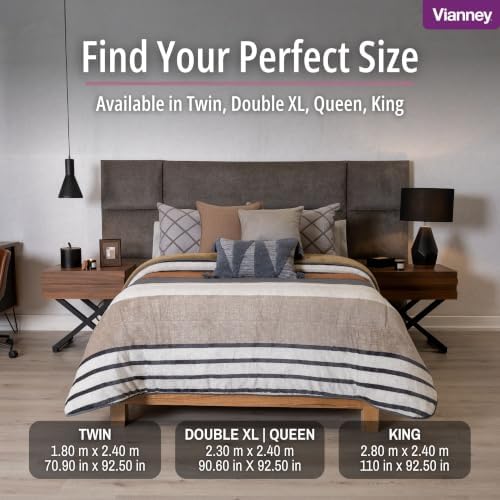 Vianney Tan Grey White Full/Queen Reversible Sherpa Throw Blanket