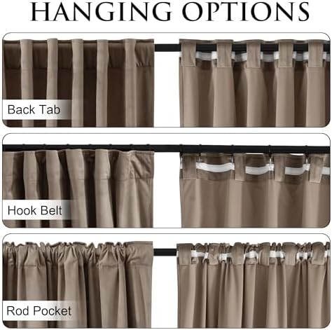 StangH Taupe Velvet Curtains 84 Inches Long 2 Panels Luxury Elegant