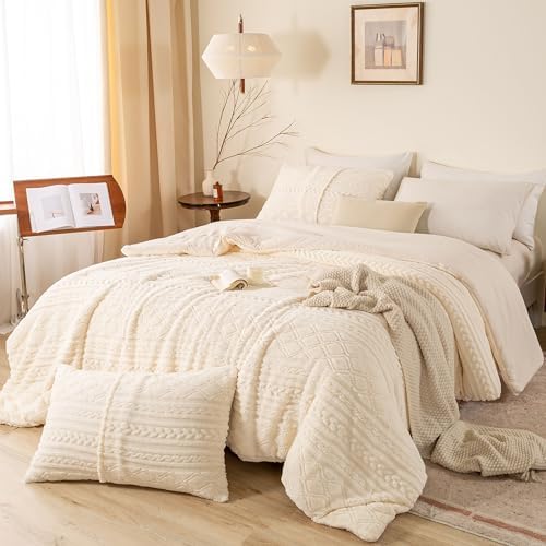 Luxurious Look Warm Plush 3D Jacquard Boho Sherpa Fleece King