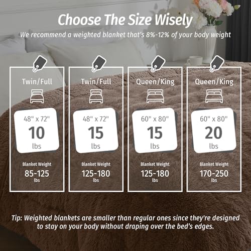 Wemore Weighted Blanket for Adult 60"x80" 15lbs Soft Long Plush Queen