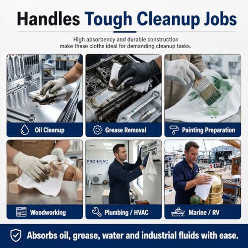 New Heavy-Duty White Cotton Cleaning Cloths, 15" x 25", 50 lb Box