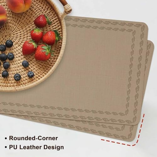 Minimalist Brown Background Leather Placemats Set of 6,12x18