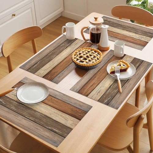 Placemats Set of 8, Farmhouse Beige Brown Woven Placemat, Linen Place