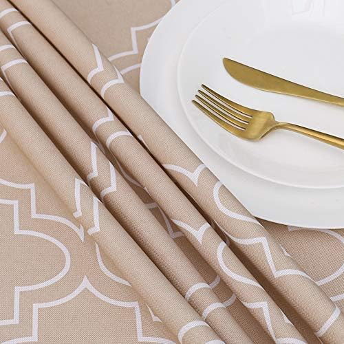 AooHome Round Tablecloth 70 Inch - Khaki Washable Polyester