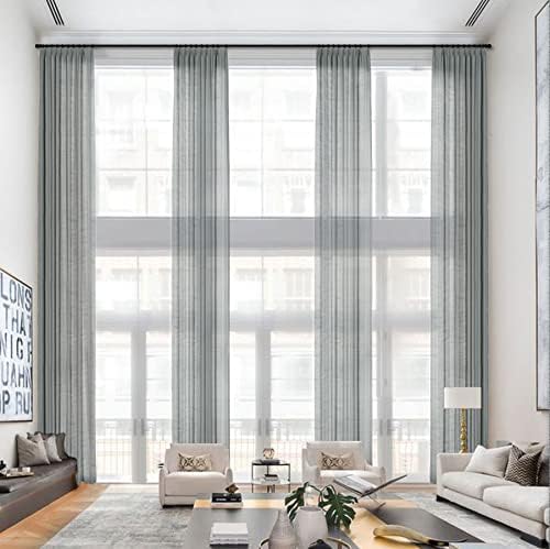 Frelement Pinch Pleat Faux Linen Curtains Drapery 108 Inches Extra