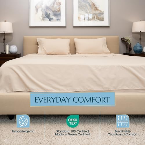 Full Size Bed Sheets, 4-Piece Soft Microfiber Sheets, Cream