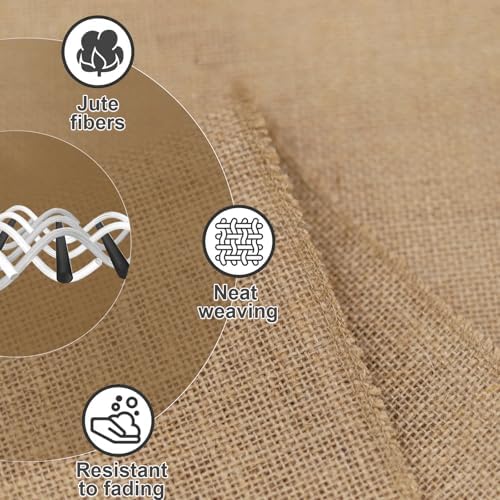 12 Pack Burlap Table Runners 12x108 Inch - Natural Jute Rustic