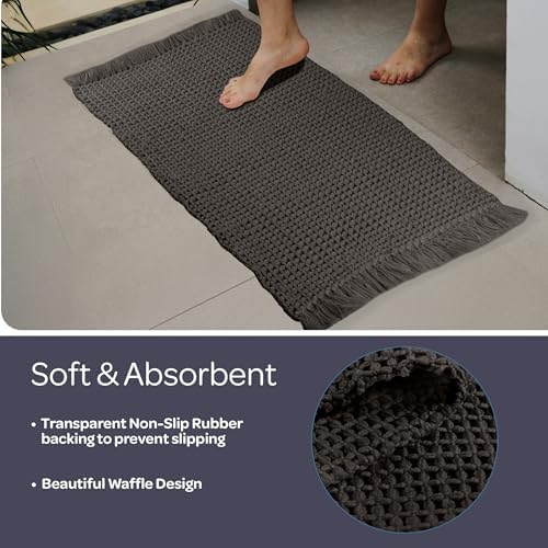 Bathroom Rugs - 2-Piece Waffle Bath Mat Set for Boho Bathroom Decor