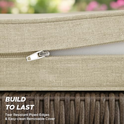 Outdoor Chair Cushions, Set of 6, 19 x 19 Inch, Beige