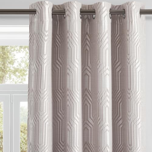 Mocha and Silvery 100% Blackout Curtains 120 Inch Length 2 Panels