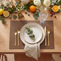 Artoid Mode Brown Faux Leather Placemats Set of 6, 12x18 Inch