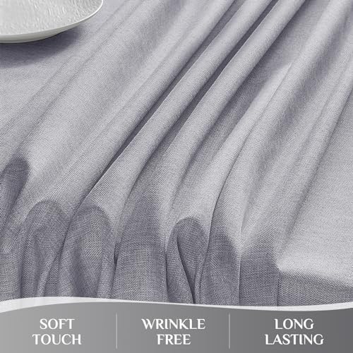Softalker Small Outdoor Tablecloths Rectangle 70 x 52 Inch Grey Linen