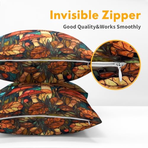 Summer Pillow Covers 22x22 Inch Set of 2, Mushroom Throw Pillow Covers