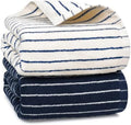 Navy Blue Bath Towels Set of 2, Striped Towels for Bathroom, Pool &