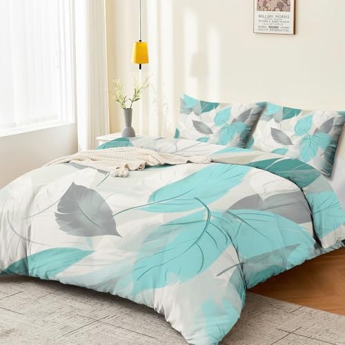 Duvet Cover King Minimalist Abstract Plant Leaf Reversible Bedding Set