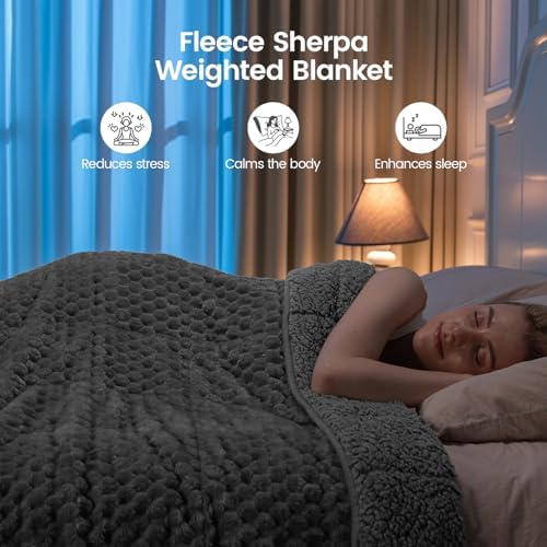 Fleece Sherpa Weighted Blanket for Adults, Ultra Soft Fuzzy, 60"x80"