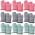 Nuogo 9 Pair Oven Mitts Quilted Heat Resistant 11 Inch Kitchen, Plaid