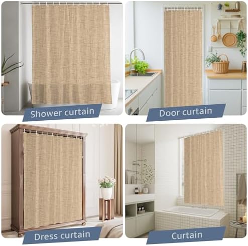 Minimalist Beige Shower Curtain for Bathroom Rustic Neutral Modern