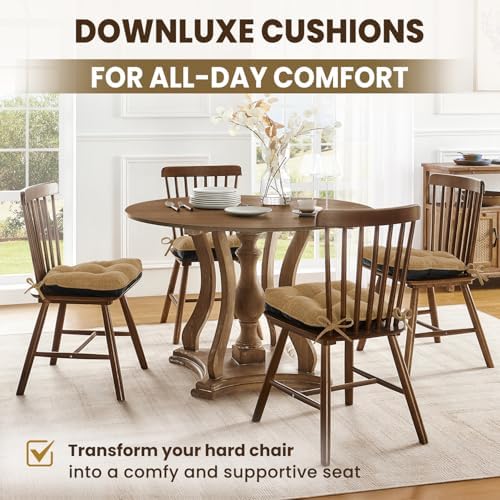 downluxe Indoor Chair Cushions for Dining Chairs, Tufted Overstuffed