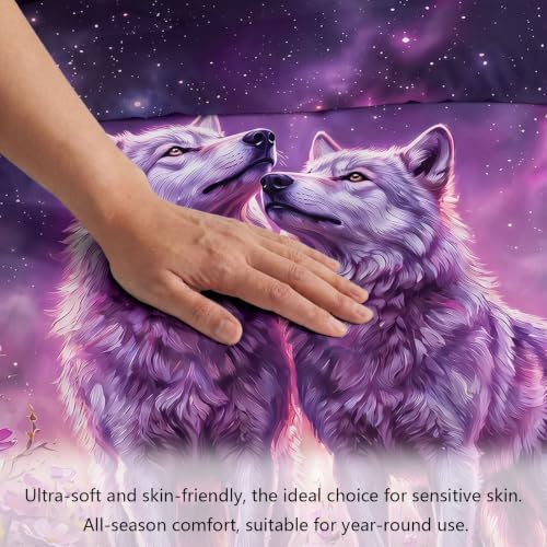King Duvet Cover Set Soft Microfiber Dream Wolf