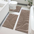 HEBE Bathroom Rugs Sets 3 Piece, Non Slip Washable Absorbent Bath Mat