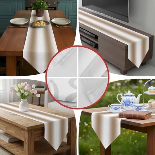 Khaki White Ombre Table Runner Linen Burlap Table Runner 72 Inches
