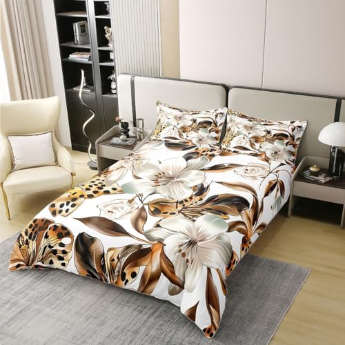 jejeloiu Vintage Floral Duvet Cover 100% Cotton Queen Size Boho