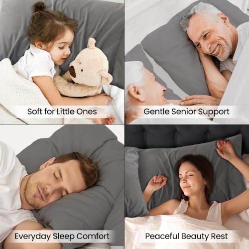 Pillow Covers Queen Size Set of 6, Soft and Comfy Pillow Cases, Grey