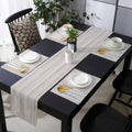 White Distressed Wood Plank Table Runner and Placemats Set of 4 Cotton