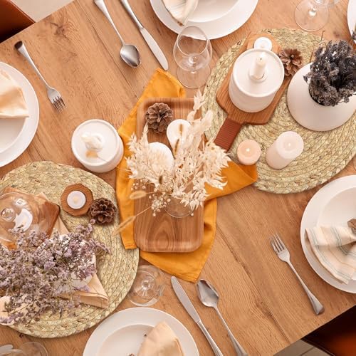 Kochorie Set of 24 Round Woven Placemats 13.5-Inch Natural Water