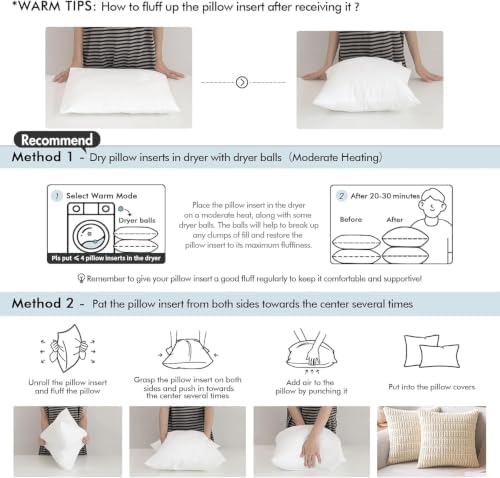 MIULEE Pillow Insert 18x18 Inch Set of 2, Decorative Throw Pillow