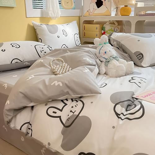 100% Cotton Queen Size Duvet Covers Set, Soft Breathable Cotton Flower