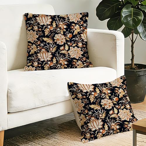 Vintage Floral Decorative Throw Pillow Covers 18 x 18 Set of 2