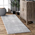 nuLOOM Loni Light Grey Solid Washable Runner Rug, 2' x 6'