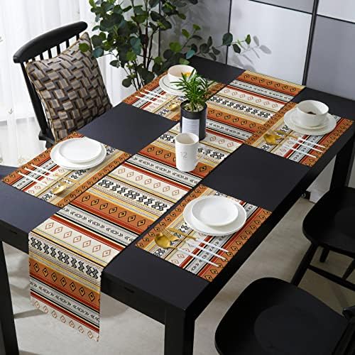Farmhouse Boho Table Mats Set of 4 With Table Runner 90 Inches