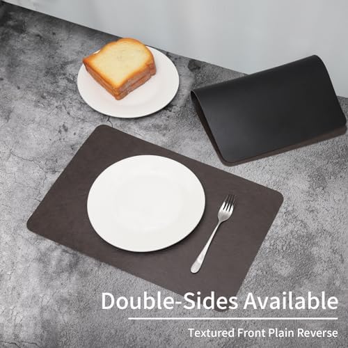 Cowhide Pattern Faux Leather Placemats Set of 6,Heat Resistant