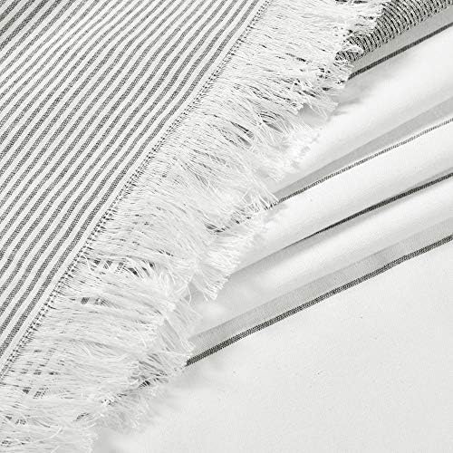 Lush Decor White Woven Cotton Shower Curtain with Gray Stripe and