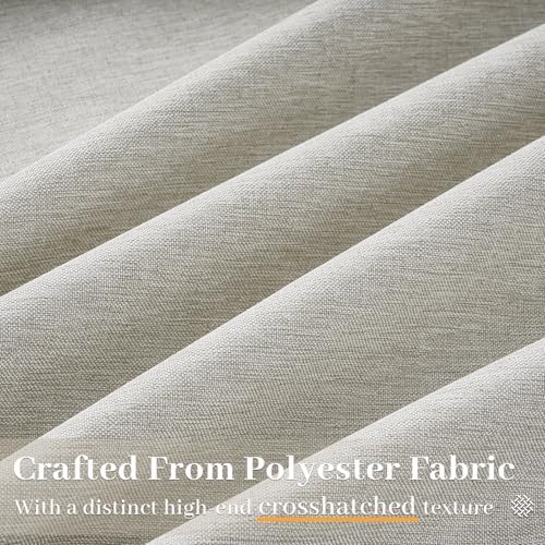 Grey Beige Pinch Pleated Linen Curtains 84 Inches Long 2 Panels