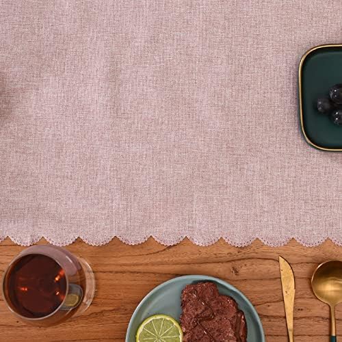 Pink Cotton Table Runner 13 x 90 in Long Farmhouse Scallop Style