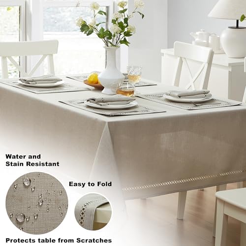 Newbridge Holiday Provence Lattice Taupe 52 x 70 Rectangle Tablecloth