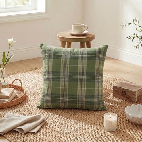AVOIN colorlife Spring Summer Green Khaki Plaid Decorative Throw