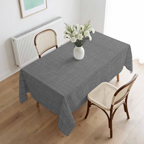 Pure Grey Color Farmhouse Linen Tablecloth Rectangle 60 x 120 Inch